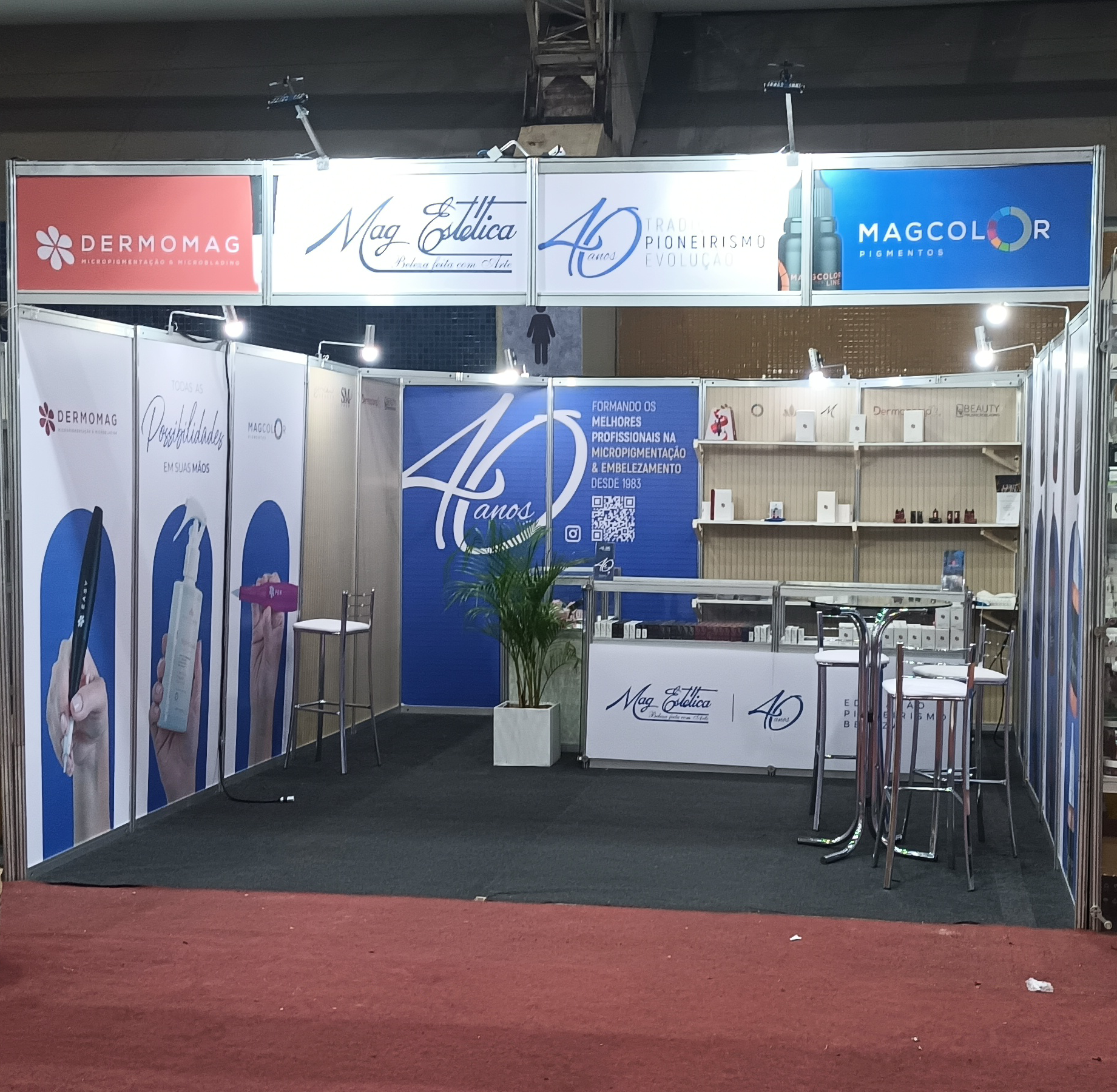 Stand da empresa Mag Cosméticos, feito para a Hairnor 2024